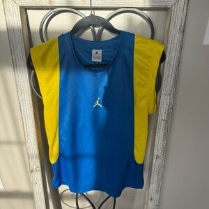Jordan Jumpman Blue Yellow Youth Basketball Tank Top Athletic Jersey M
